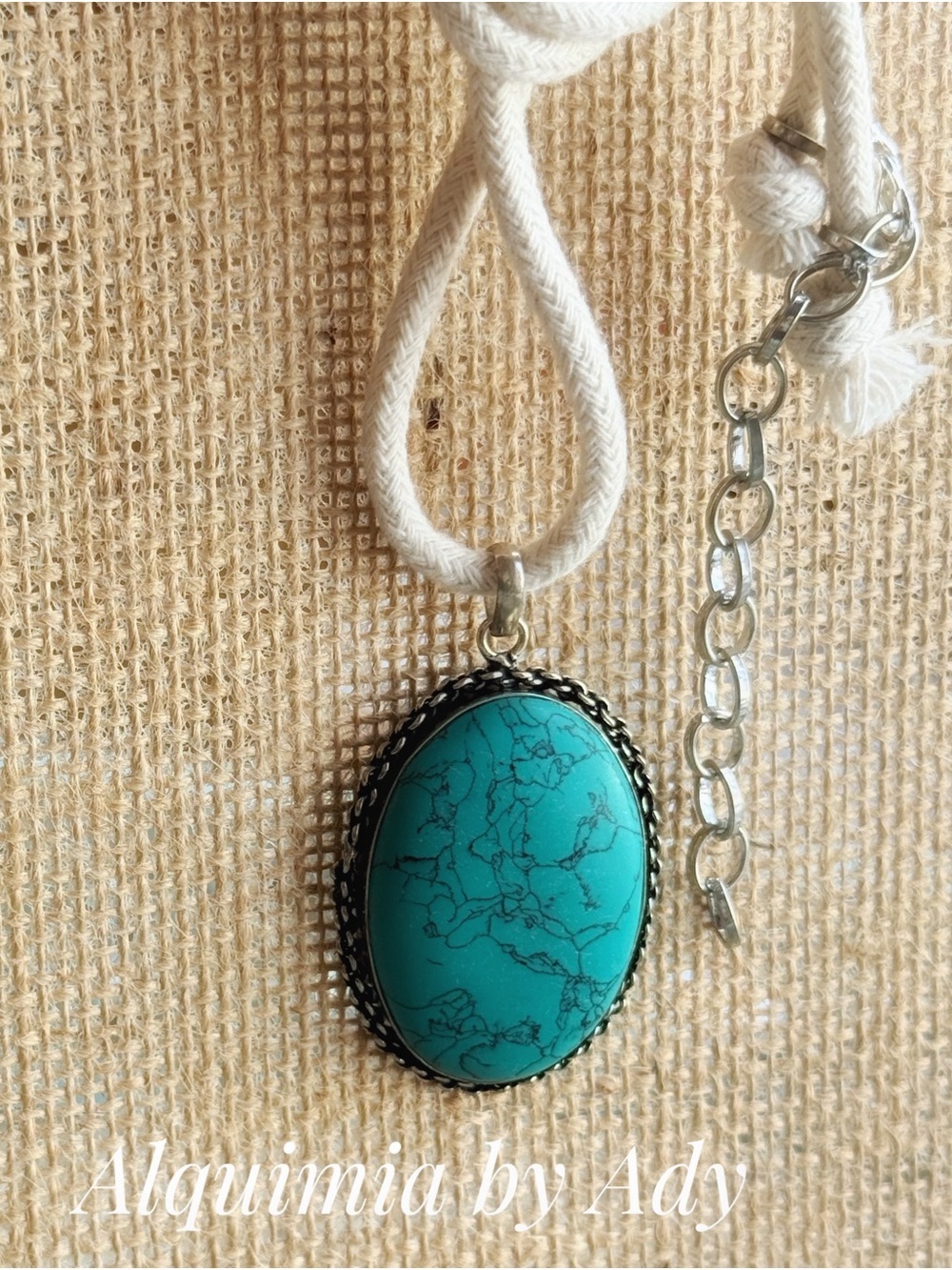 Alquimia Turquoise-Blue Oval Stone Pendant Necklace